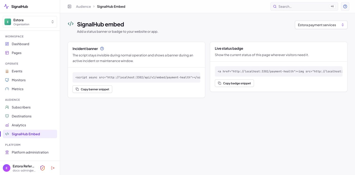 Embed snippets