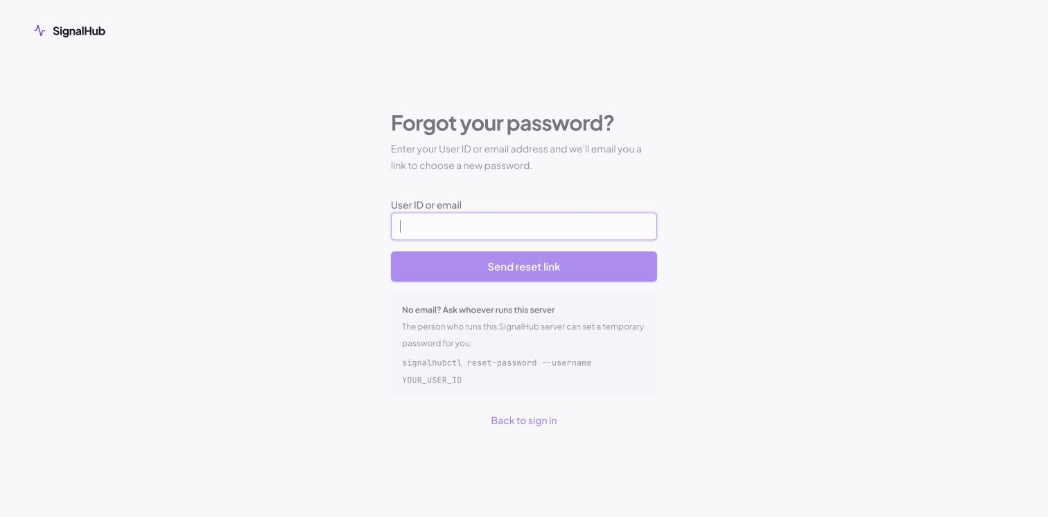 Forgot password page