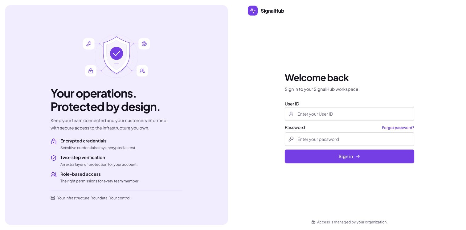 SignalHub sign-in page