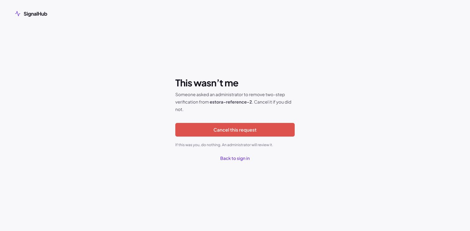 The cancel page opened from the email link