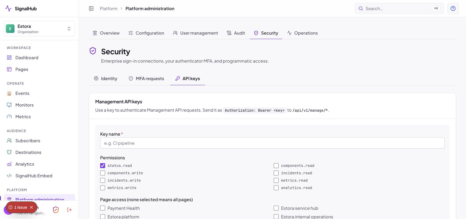 API keys with scopes